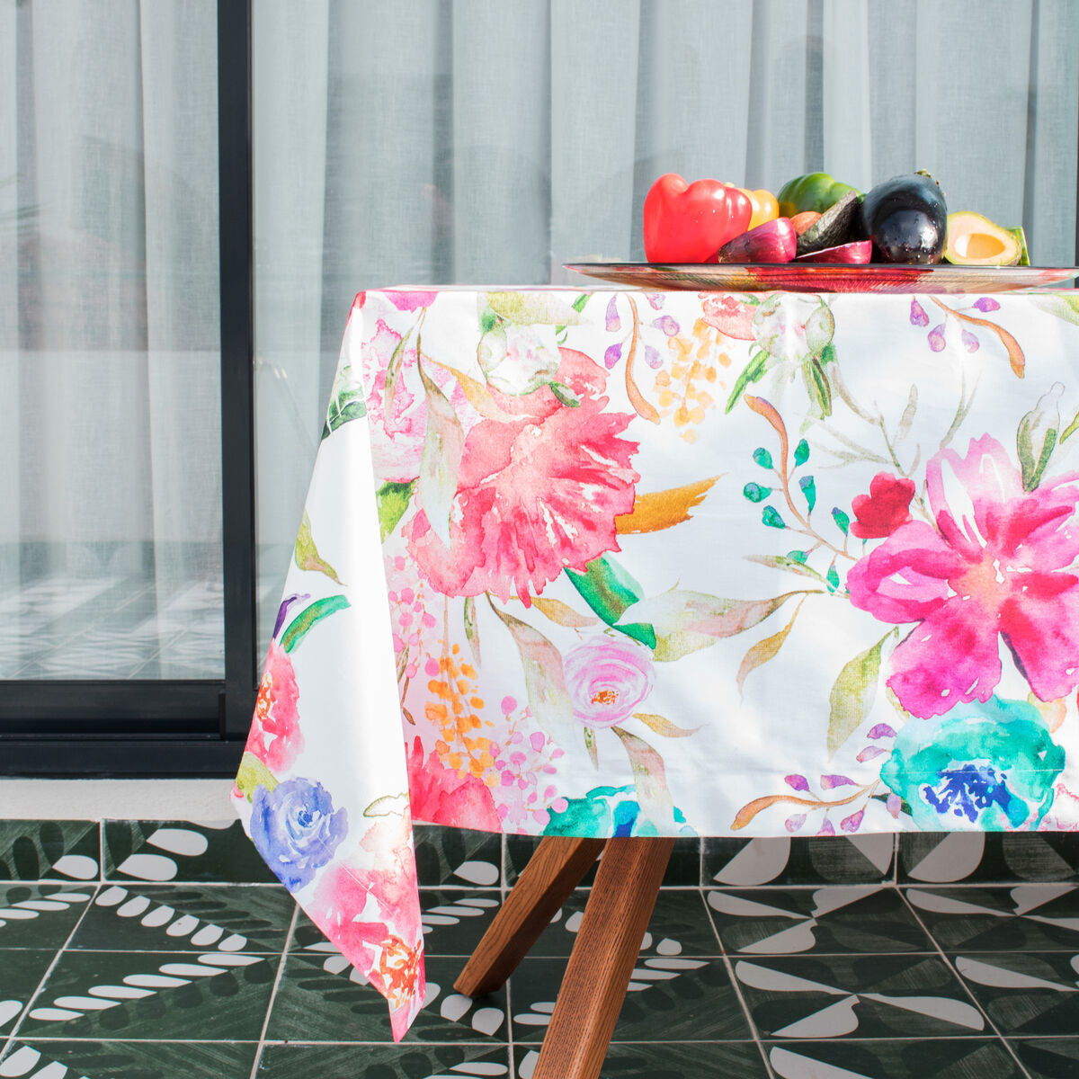 Ubrus HappyFriday Pink bloom Vícebarevný 150 x 150 cm